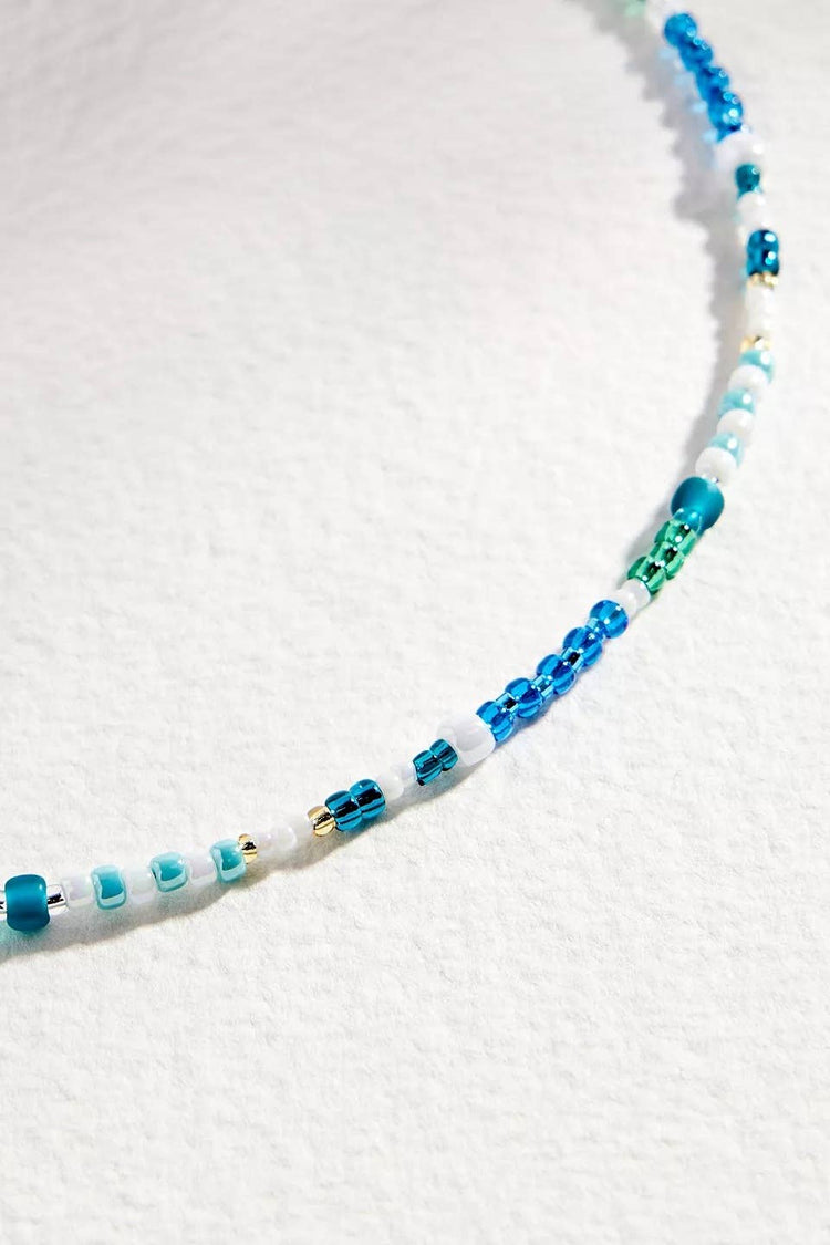 Rhimani Teal Ocean Inspired Beaded Necklace